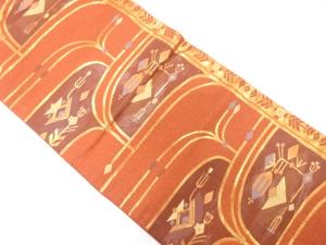 抽象草花模様織り出し　名古屋帯